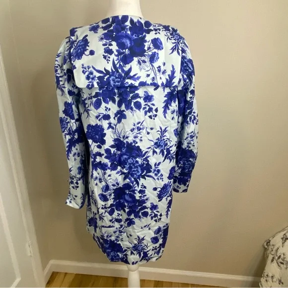Tuckernuck Blue and White Floral Long-Sleeve Mini Dress with Black Bow - Picture 10 of 16